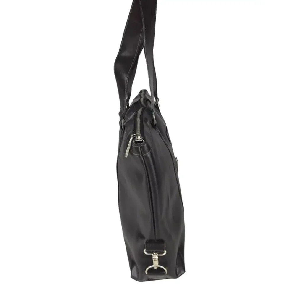 Denali Womens Brown Leather Inner‎ Dividers Pockets Double Handles Laptop Bag